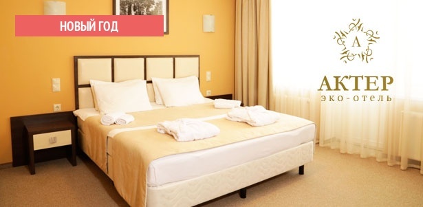 Празднование Нового года или Рождества и отдых в новогодние праздники в экоотеле «Актер-Руза»: номера различных категорий, банкет, 3-разовое питание, парковка. **Скидка 30%**