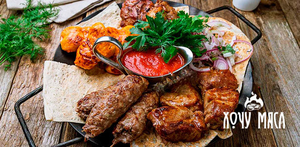 Все меню и напитки в ресторане «Хочу мяса»: борщ с томленой говядиной, стейки из мраморной говядины или розовой телятины, шашлык, бургеры и многое другое! **Скидка до 50%**