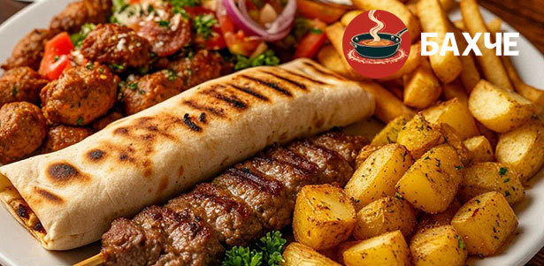 Все меню кухни и все напитки в кафе турецкой кухни «Бахче»: чечевичный суп, шаурма, донер-кебаб, люля-кебаб, шашлык, дорадо на углях, картофель по-домашнему, кофе по-турецки и не только. **Скидка 25%**