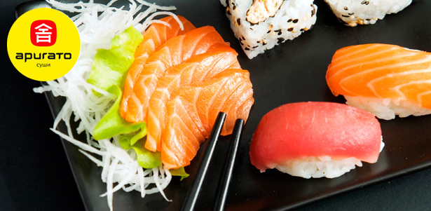 Вкуснейшие суши-сеты от службы доставки «Аригато». Аппетитные суши и роллы, оригинальные соусы, оперативная доставка. **Скидка 50%**
